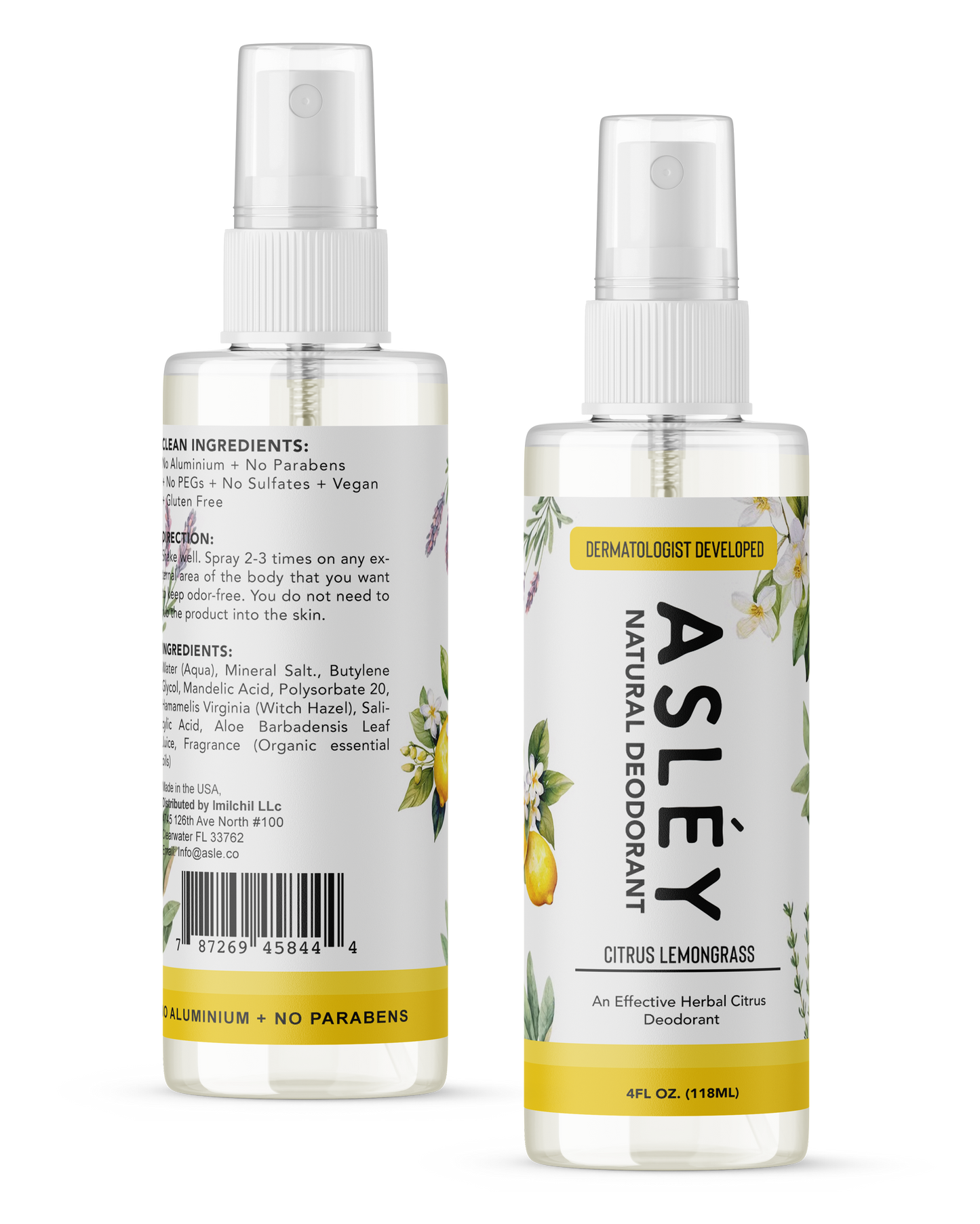 ASLEY 48 Hours Natural Deodorant Spray - Citrus Lemongrass